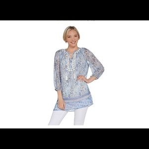Susan Graver Printed Sheer Chiffon Tunic - XS